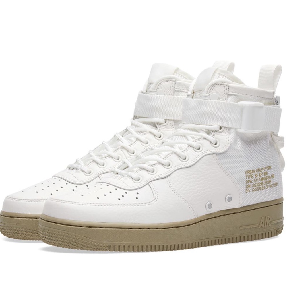 NIKE Air Force 1 Utility Mid / Olive Green + White